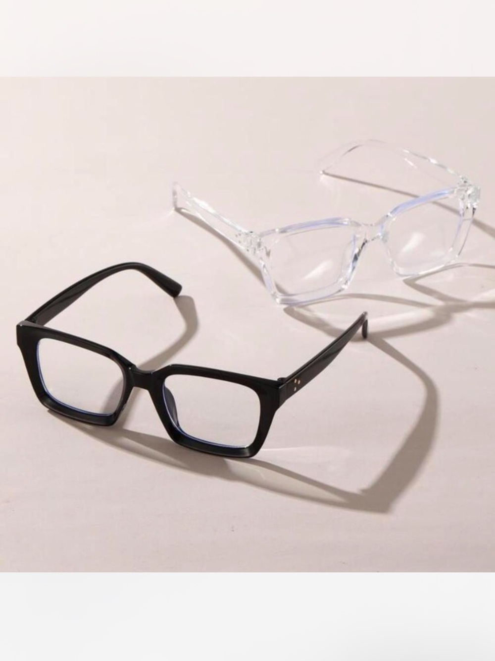Square Frame Glasses - Black and Clear